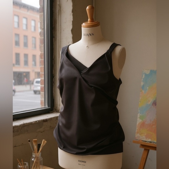 JEAN PAUL GAULTIER Target Black Twist Ruched Tank Y2K Vintage - Picture 2 of 12